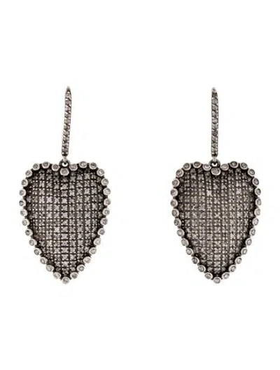 Pre-owned Sheryl Lowe 2.31ctw Diamond Heart Drop Earrings In Multicolor