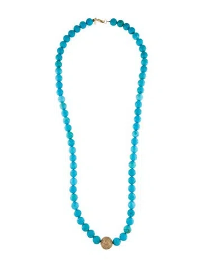 Pre-owned Sheryl Lowe 2.85ctw Diamond & Dyed Magnesite Bead Strand Necklace, 32.5" In Multi