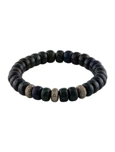 Pre-owned Sheryl Lowe 2.97ctw Diamond & Treated Opal Bead Bracelet, 7" In Multi