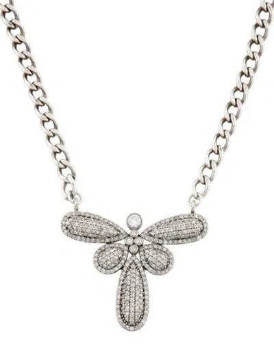 Pre-owned Sheryl Lowe 3.10ctw Diamond Dragonfly Neclace, 18" In Multi