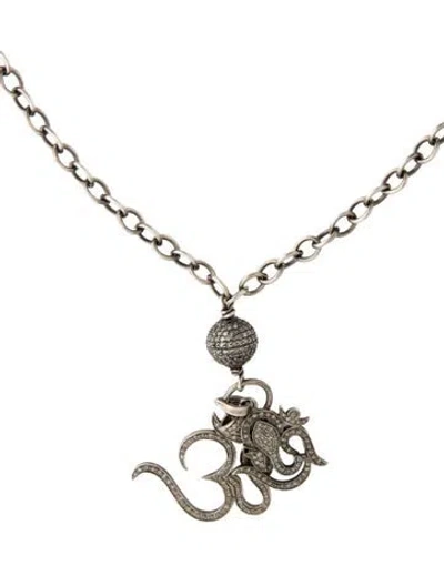Pre-owned Sheryl Lowe 3.18ctw Diamond Om Pendant Necklace, 39.5" In Multicolor
