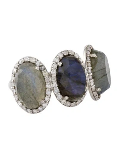 Pre-owned Sheryl Lowe 3.83ctw Labradorite & Diamond Cocktail Ring In Multi