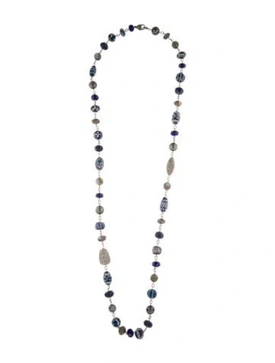 Pre-owned Sheryl Lowe 9.46ctw Diamond, Pearl & Multi-stone Long Beaded Necklace, 44"