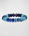 SHERYL LOWE AFGHANITE AND TURQUOISE 10MM MIXED BEAD BRACELET WITH 1 PAVE DIAMOND RONDELLE