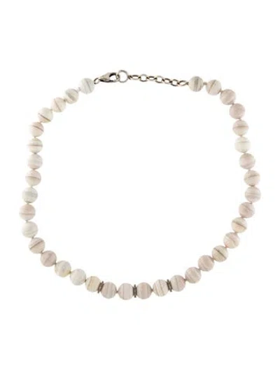 Pre-owned Sheryl Lowe Agate & Diamond Bead Necklace, 17.5" In Multi