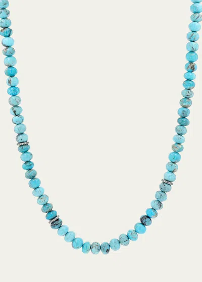 Sheryl Lowe Arizona Turquoise 8mm Beaded Knotted Necklace In Green