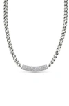 Sheryl Lowe Black Diamond Bar On Curb Chain Necklace In Sterling Silver