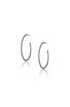 Sheryl Lowe Black Hoop Earrings With White Diamonds
