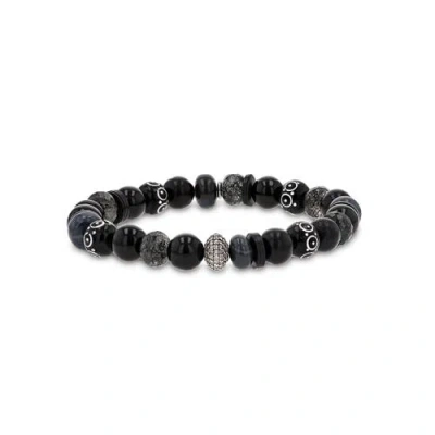 Sheryl Lowe Black Mix 8mm Bead Bracelet With Diamond Donut