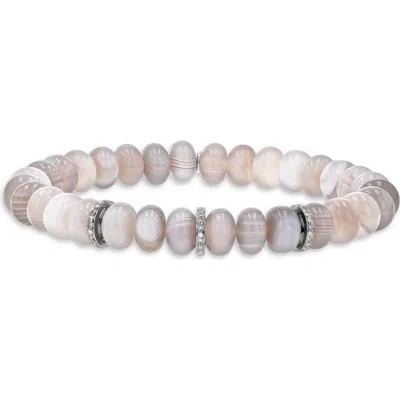 Sheryl Lowe Botswana Agate Bracelet With 3 Diamond Rondelles In Pink