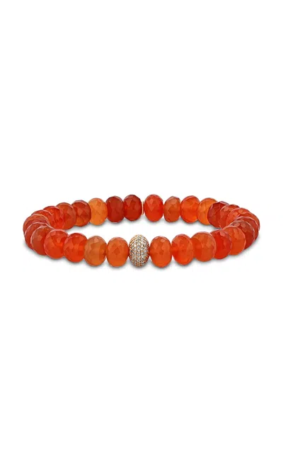 Sheryl Lowe Carnelian 14k Yellow Gold Diamond Bracelet In Orange