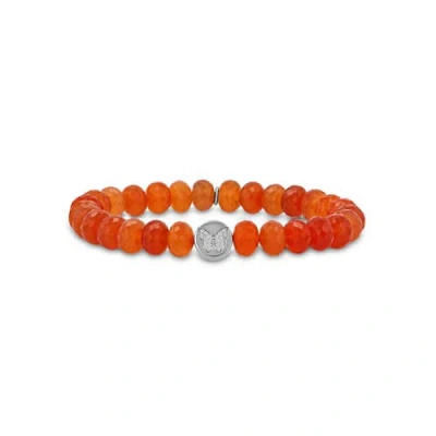 Sheryl Lowe Carnelian 8mm Bead Bracelet With Diamond Butterfly Cutie Bead In Red