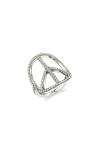 Sheryl Lowe Circular Peace Sign Ring In Sterling Silver