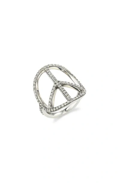 Sheryl Lowe Circular Peace Sign Ring In Sterling Silver