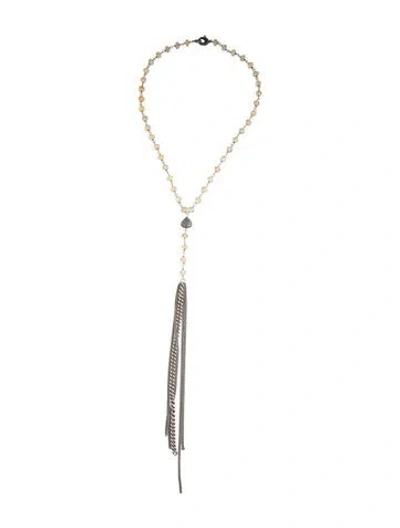 Pre-owned Sheryl Lowe Citrine & Diamond Heart Pavé Lavalier Necklace, 21.5" In Multicolor