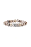 Sheryl Lowe Cream Agate 10mm Bead Bracelet With 5 Diamond Rondelles