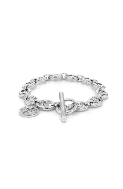 Sheryl Lowe Cross Charm On Puffy Heart Mariner Link In Metallic