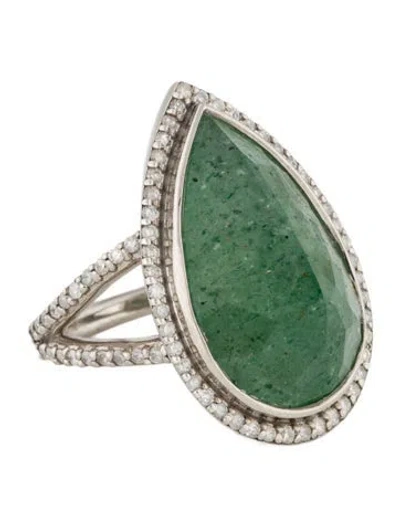 Pre-owned Sheryl Lowe Diamond & Aventurine Quartz Cocktail Ring In Multi