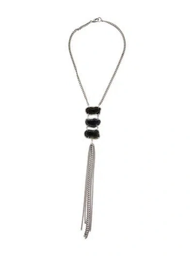 Pre-owned Sheryl Lowe Diamond & Druzy Geode Fringe Pendant Necklace, 17.5" In Multi