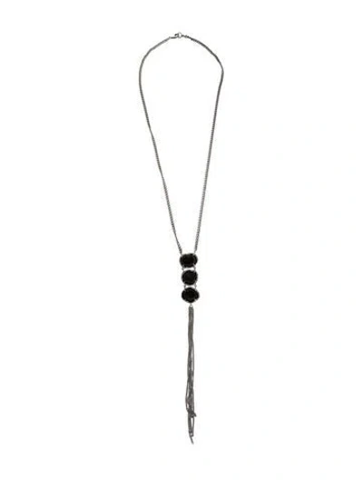 Pre-owned Sheryl Lowe Diamond & Druzy Geode Fringe Pendant Necklace, 32" In Multi