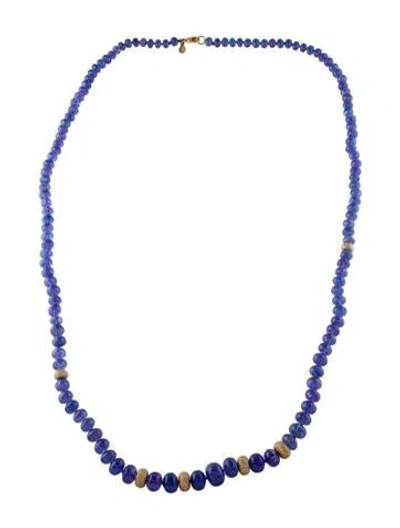 Pre-owned Sheryl Lowe Diamond & Fracture Filled Tanzanite Bead Necklace, 38.5" In Multi
