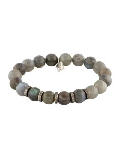 Pre-owned Sheryl Lowe Diamond & Labradorite Bead Bracelet, 6.5" In Multi
