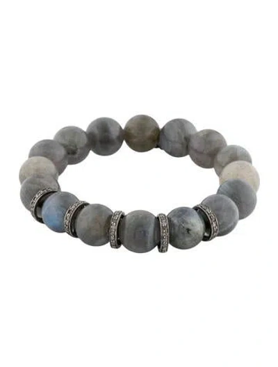 Pre-owned Sheryl Lowe Diamond & Labradorite Bead Bracelet, 6.5" In Multi