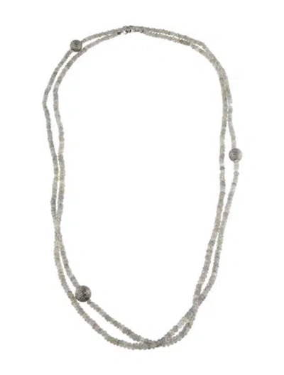 Pre-owned Sheryl Lowe Diamond & Labradorite Beaded Necklace, 53" In Multi
