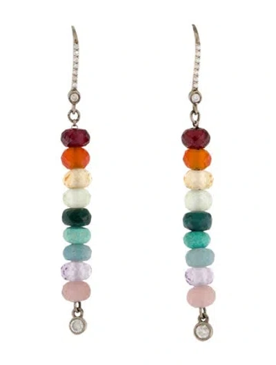 Pre-owned Sheryl Lowe Diamond & Multistone Drop Earrings