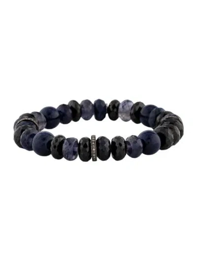 Pre-owned Sheryl Lowe Diamond & Multi-stone Rondelle Bead Bracelet, 6.5" In Multicolor