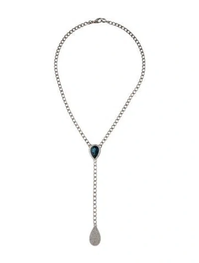 Pre-owned Sheryl Lowe Diamond & Topaz Bolo Necklace, 20" In Multi