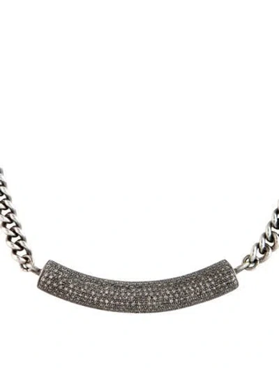 Pre-owned Sheryl Lowe Diamond Bar Curb Chain Necklace, 16.5" In Multicolor