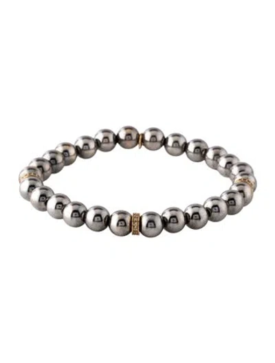 Pre-owned Sheryl Lowe Diamond Bead Bracelet, 6.25" In Multicolor