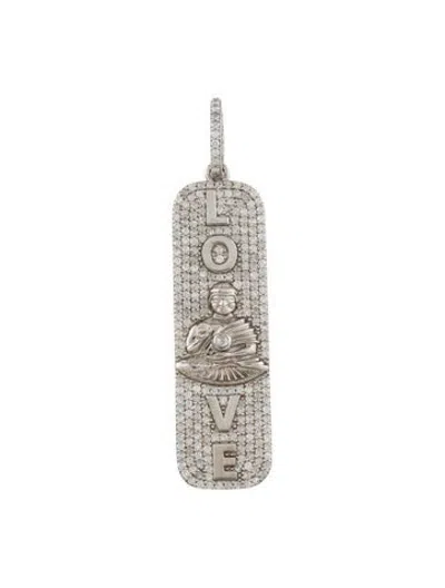 Pre-owned Sheryl Lowe Diamond Buddha Love Dog Tag Pendant In Multicolor
