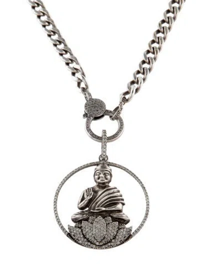 Pre-owned Sheryl Lowe Diamond Buddha Pendant Necklace, 17.5" In Multi