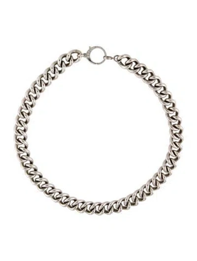 Pre-owned Sheryl Lowe Diamond Clasp Curb Link Chain Necklace, 17" In Multi