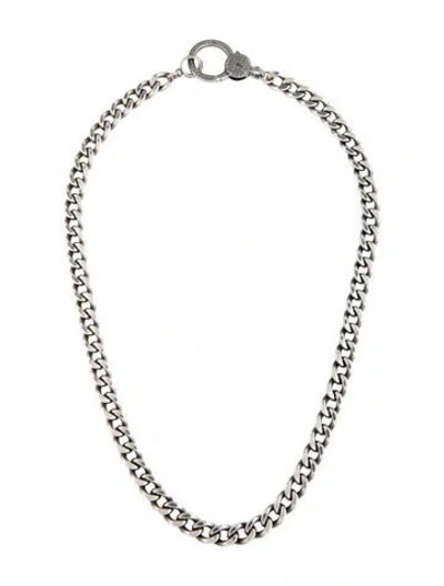 Pre-owned Sheryl Lowe Diamond Clasp Curb Link Chain Necklace, 17.25" In Multicolor