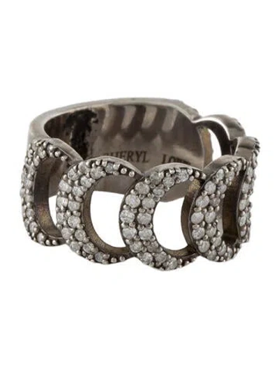 Pre-owned Sheryl Lowe Diamond Crescent Moon Band In Multi