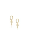 Sheryl Lowe Diamond Cross Charm Earring In Gold