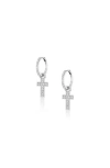 Sheryl Lowe Diamond Cross Charm Earring In Sterling Silver