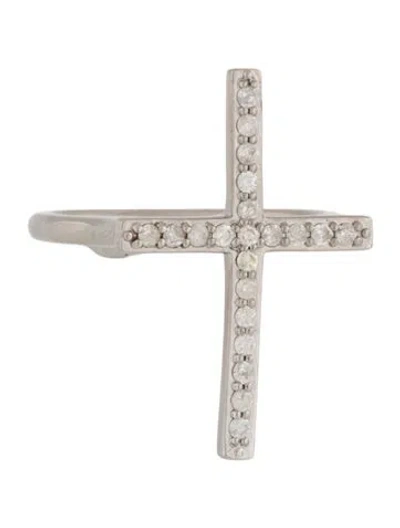 Pre-owned Sheryl Lowe Diamond Cross Ring In Multi