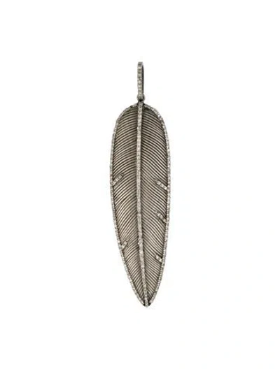 Pre-owned Sheryl Lowe Diamond Feather Pendant In Multi