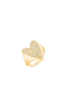 Sheryl Lowe Diamond Folded Heart Ring In Gold
