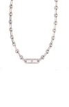 Sheryl Lowe Diamond H Link On Soho Chain In Sterling Silver