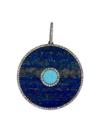 Pre-owned Sheryl Lowe Diamond, Lapis Lazuli, & Turquoise Pendant In Multi