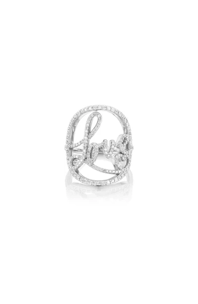 Sheryl Lowe Diamond Love Ring In Silver