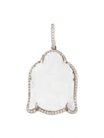 Pre-owned Sheryl Lowe Diamond Moonstone Labradorite Buddha Pendant In Multi