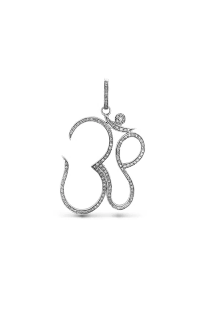 Sheryl Lowe Diamond Om Pendant In Silver