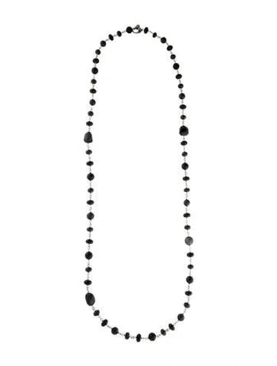 Pre-owned Sheryl Lowe Diamond ,onyx & Spinel Beaded Necklace, 43.75" In Multi