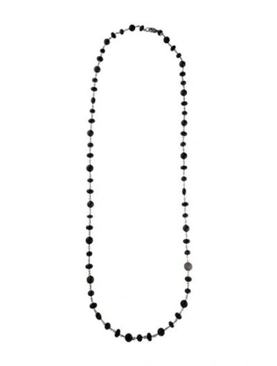 Pre-owned Sheryl Lowe Diamond, Onyx & Spinel Multi Wire Bead Necklace, 44"